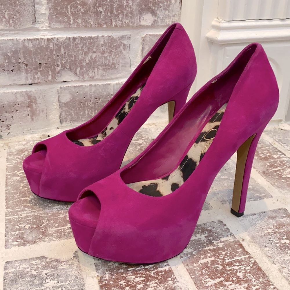 Jessica Simpson Hot Pink Peep Toe Platform Heels